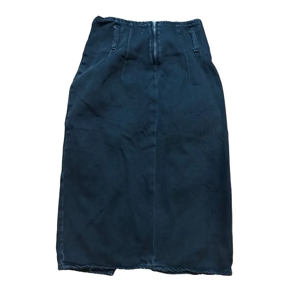 Bershka Womens black denim midi skirt‎ sz 00